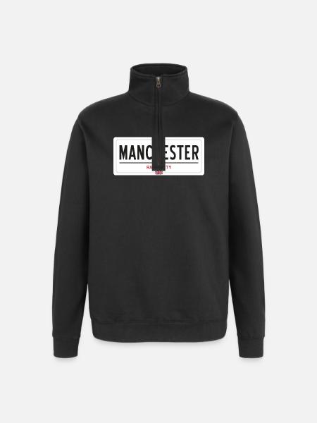 Manchester town sign - Quarter-Zip Sweatshirt - black
