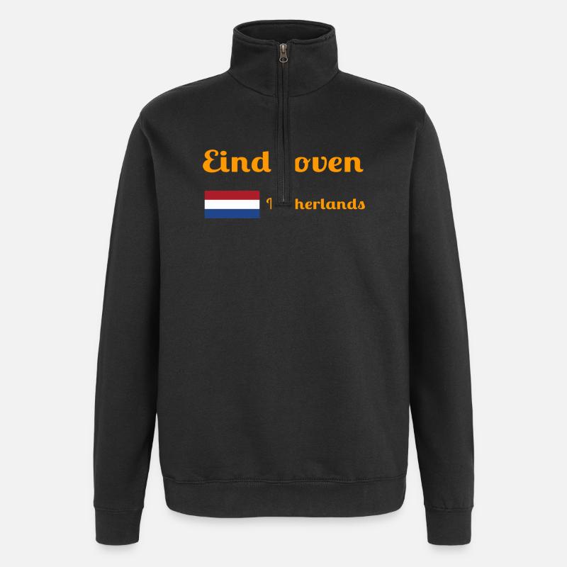 Eindhoven, Pays-Bas - Imprimés élégants - Sweat à zip 1/4 - noir
