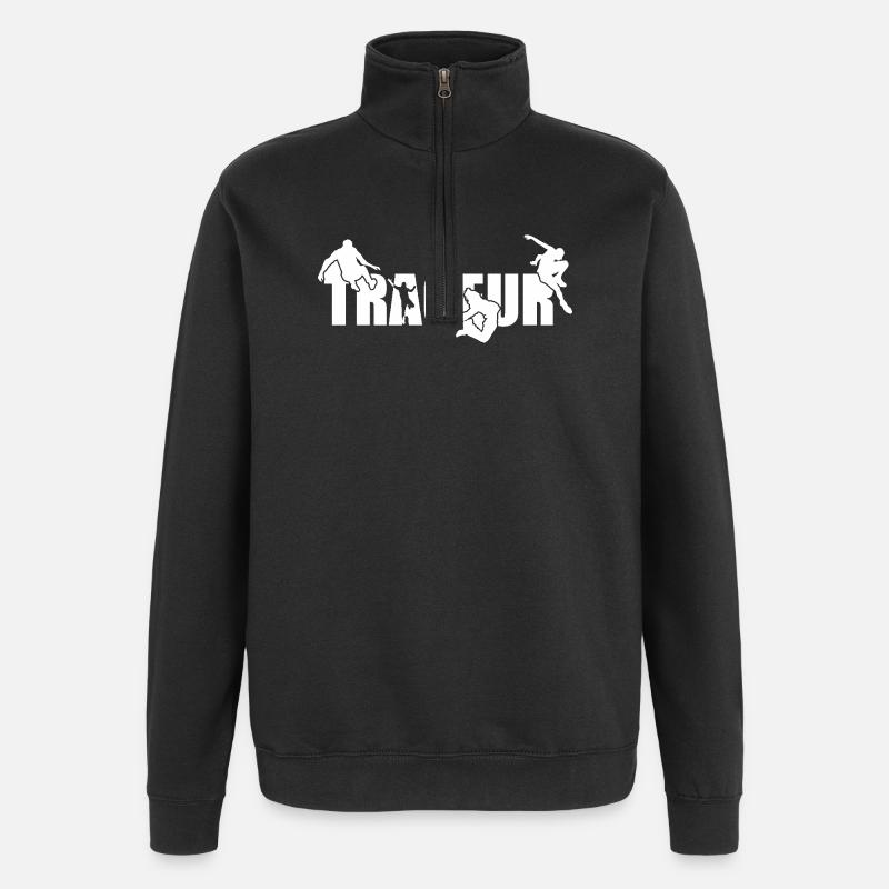 Parkour Traceur blanc - Sweat à zip 1/4 - noir