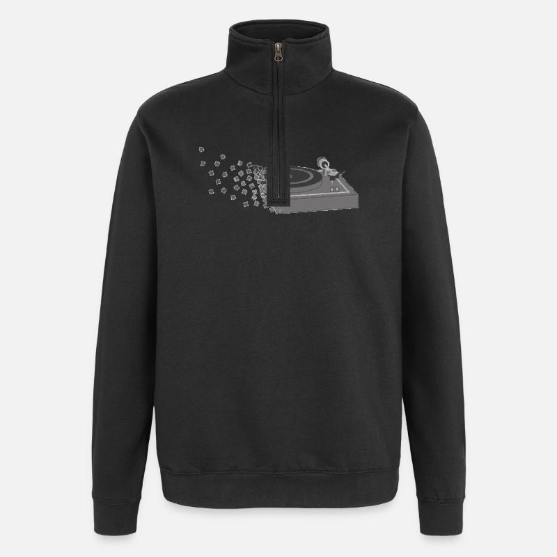 Platine vinyle Pixelart - Sweat à zip 1/4 - noir