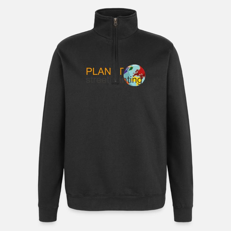 Planet logo wit - Quarter-Zip Sweatshirt - black