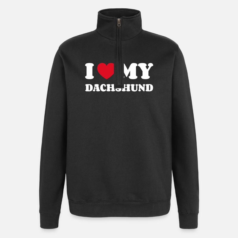 I Love My Dachshund Dackel - Quarter-Zip Sweatshirt - black