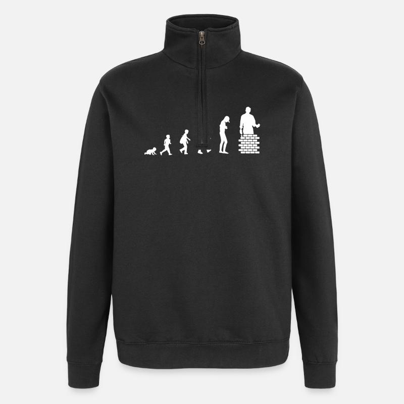 Evoluzione da bambino a muratore / professione - Felpa con zip 1/4 - nero