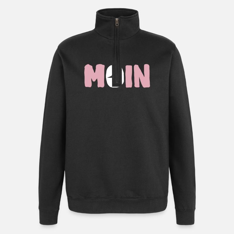 Moin mit Möwe - Quarter-Zip-Sweatshirt - Schwarz