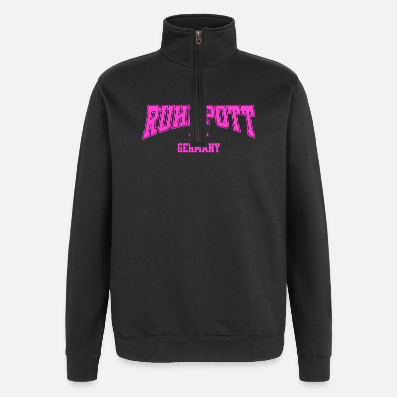 Ruhrpott Germany Lettering Retro Design College - Quarter-Zip Sweatshirt - black