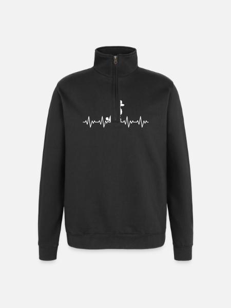 Poodle ECG Heartbeat - Quarter-Zip Sweatshirt - black
