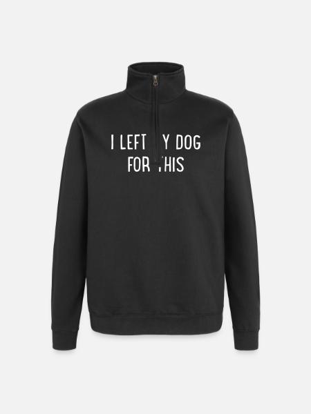 Chien seul - Sweat à zip 1/4 - noir