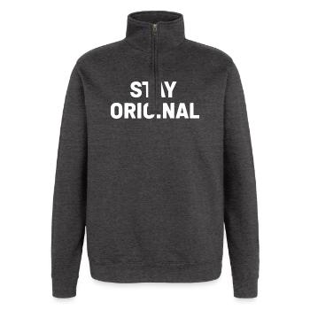 Stay Original Schriftzug – Kontrast-Print - Quarter-Zip-Sweatshirt - Anthrazit - Vorne - AI Model Female 172 light (172cm) & AI Model Male 178 dark (178cm)