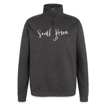 Südkorea Herz Frauenliebe Südkorea - Quarter-Zip-Sweatshirt - Anthrazit - Vorne - AI Model Female 172 light (172cm) & AI Model Male 178 dark (178cm)