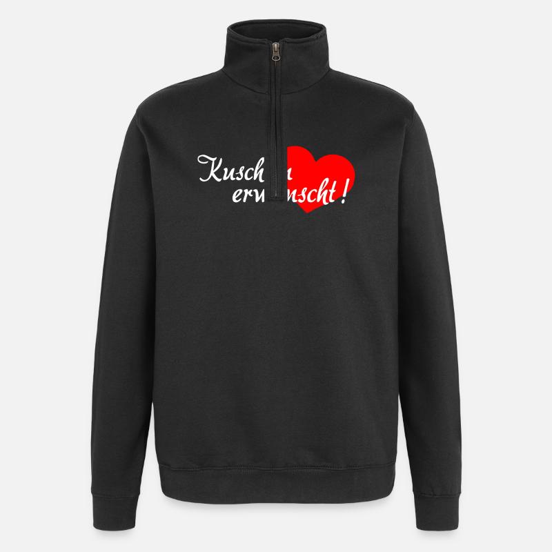 Câlins désirés - Blanc Rouge - Sweat à zip 1/4 - noir