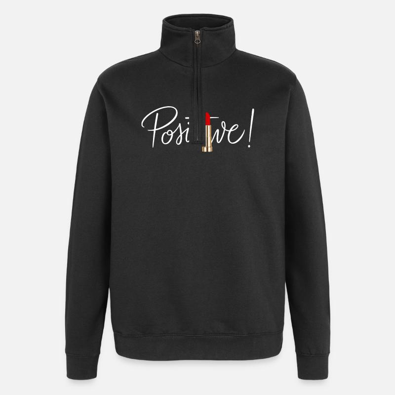 Positive lipstick minimal chic design - Quarter-Zip Sweatshirt - black