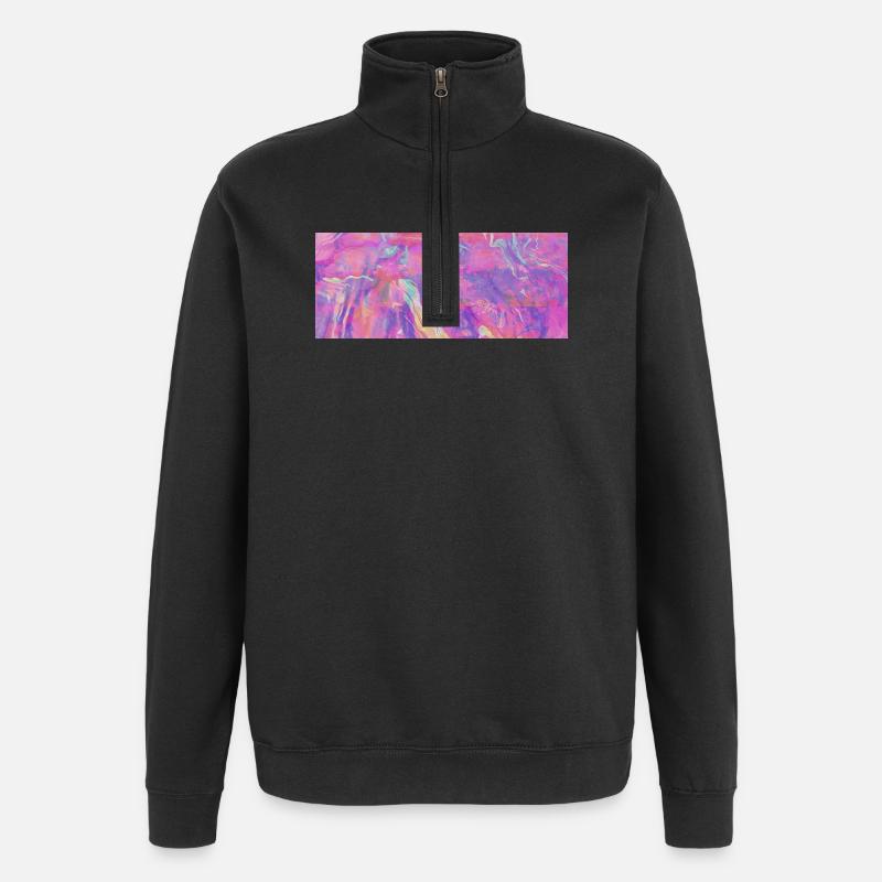 Farbstrudel Neon Wellen - Quarter-Zip-Sweatshirt - Schwarz