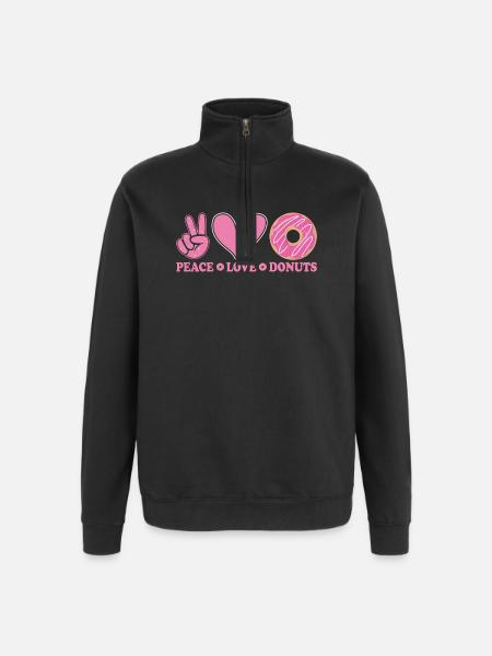 Peace Love Donuts - Quarter-Zip Sweatshirt - black
