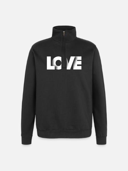 AMOUR - Sweat à zip 1/4 - noir
