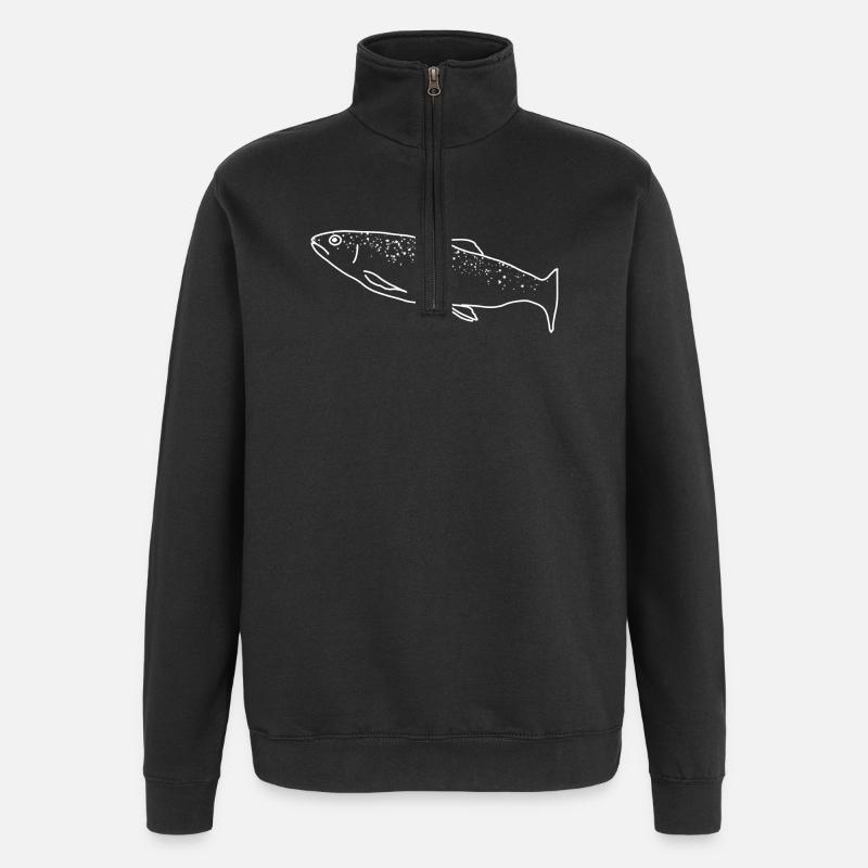 Forelle lineart - Quarter-Zip-Sweatshirt - Schwarz