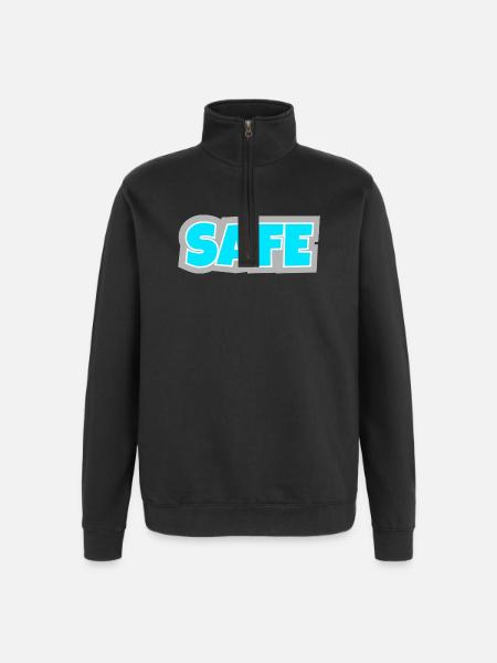 Safe - unambiguous, clear and pure statement. - Quarter-Zip Sweatshirt - black