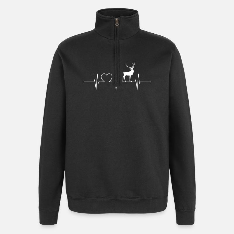 Rensdyr - Sweatshirt med 1/4 lynlås - sort