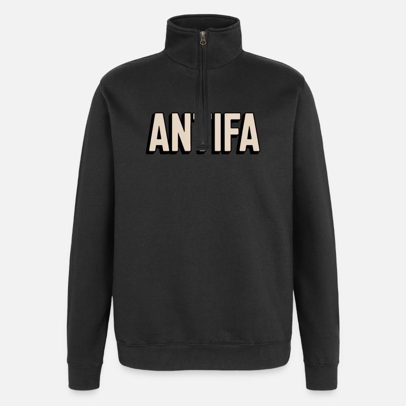 Antifa - Antifascist Merch - Quarter-Zip Sweatshirt - black