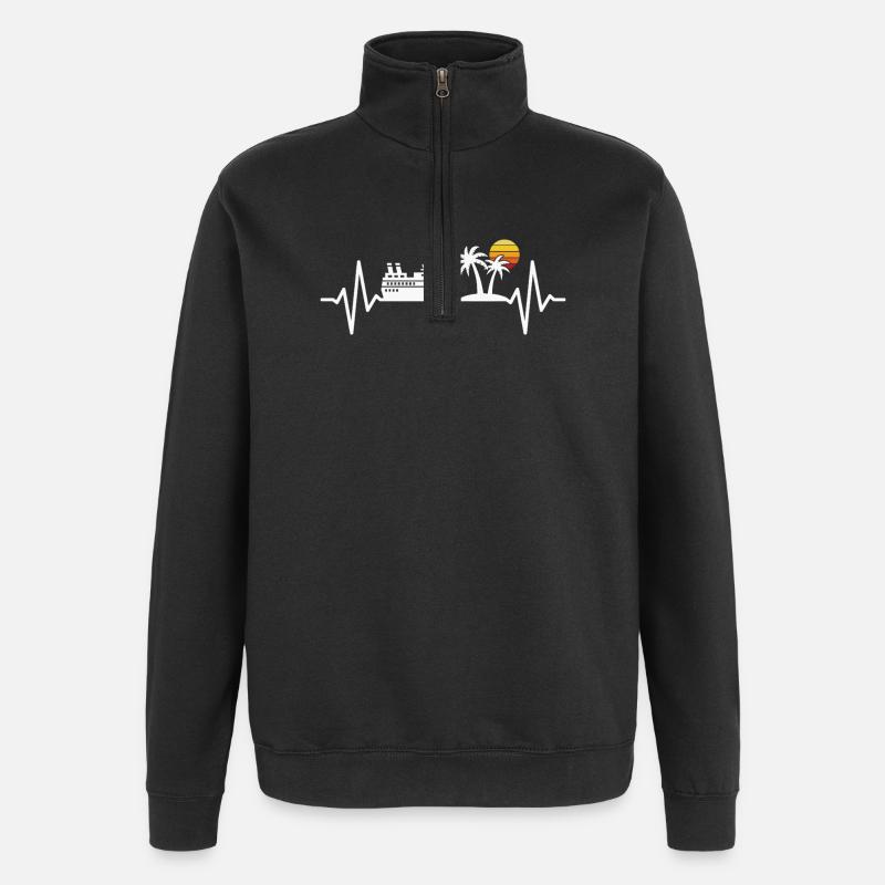 Cruise Ship Vacation Heartbeat - Quarter-Zip Sweatshirt - black