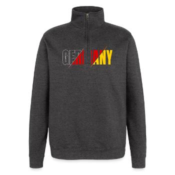 Lettrage Allemagne : Noir Rouge Or Allemagne - Sweat à zip 1/4 - charbon - Devant - AI Model Female 172 light (172cm) & AI Model Male 178 dark (178cm)