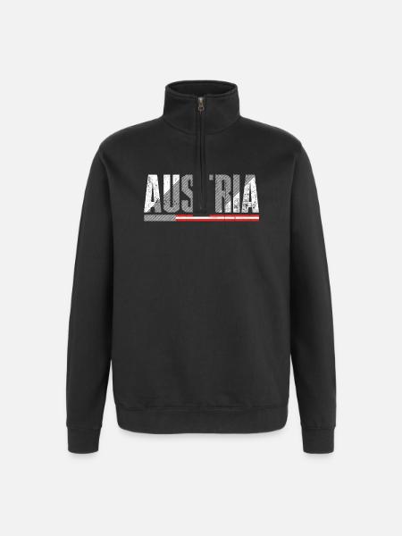 Austria Bold Distressed Flag - Quarter-Zip Sweatshirt - black