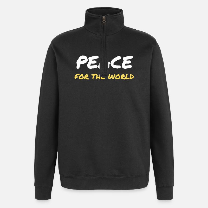 La paix pour le monde - Sweat à zip 1/4 - noir