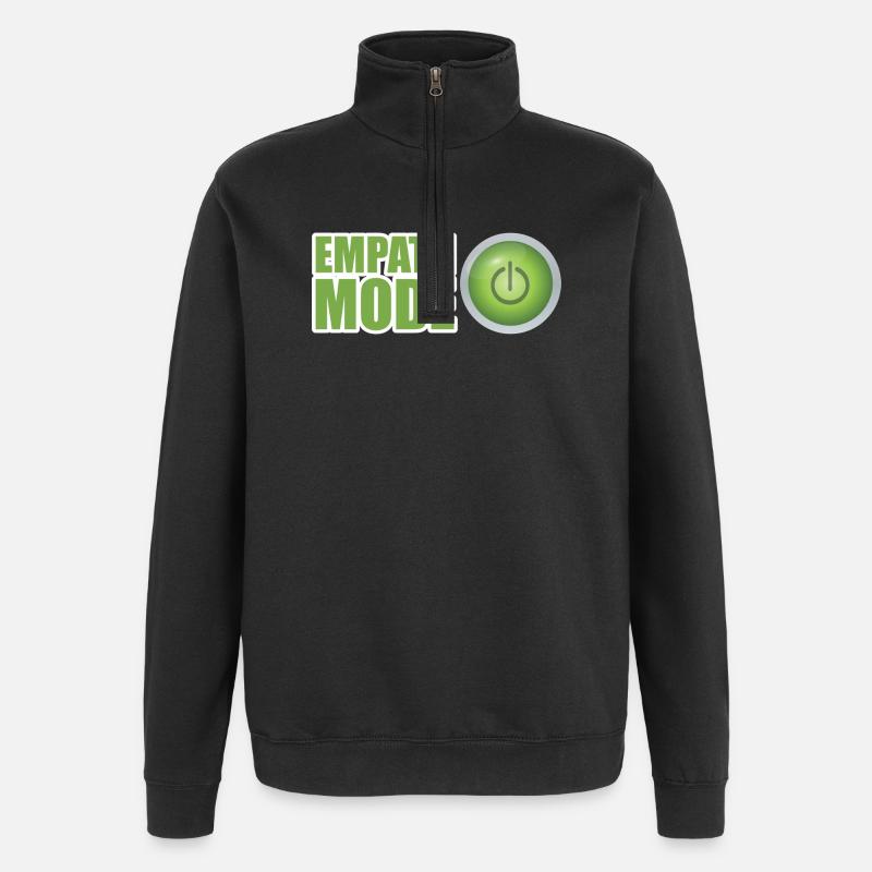 Empath Mode Grünes Design der Ein-/Aus-Taste - Quarter-Zip-Sweatshirt - Schwarz