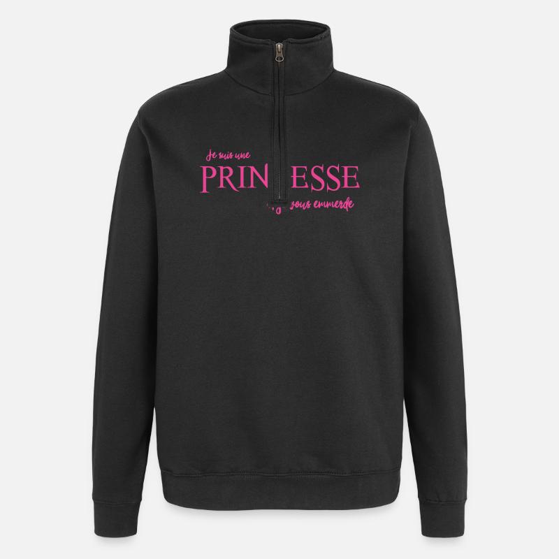 logo_princesse_rose - Sweat à zip 1/4 - noir
