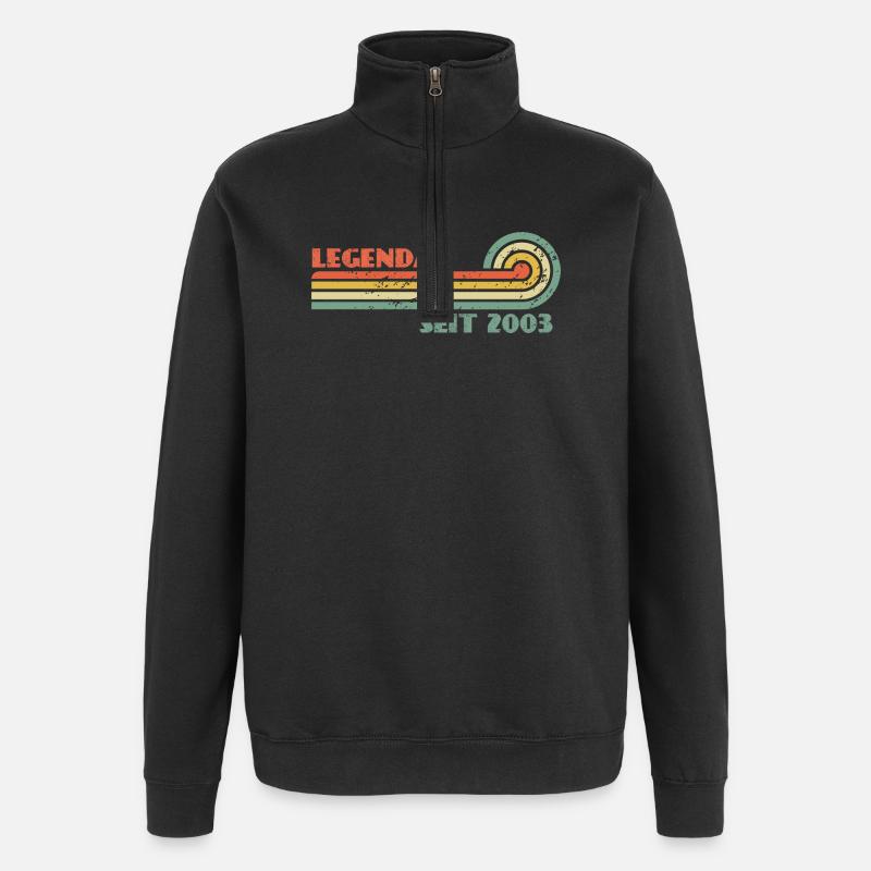 Legendär seit 2003 Retro-Welle - Quarter-Zip-Sweatshirt - Schwarz