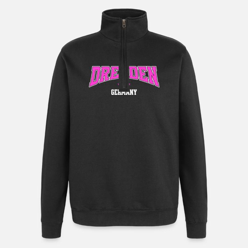 Dresden Germany Pink College Design - Quarter-Zip-Sweatshirt - Schwarz