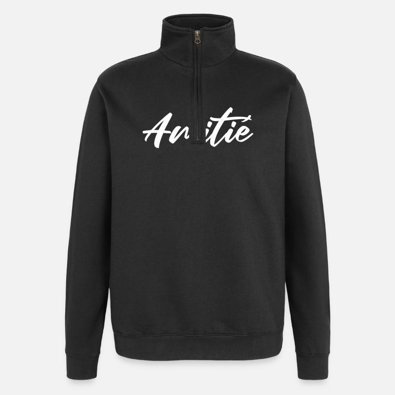 Amitie Script Élégante - Sweat à zip 1/4 - noir