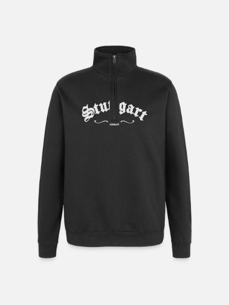 Stuttgart 0711 - Quarter-Zip-Sweatshirt - Schwarz