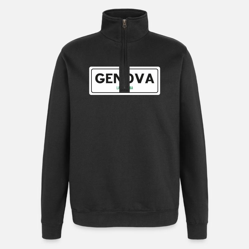 Genova place name sign - Quarter-Zip Sweatshirt - black