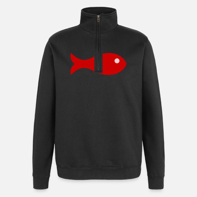 SARDINE. POISSON. POISSON D'AVRIL - Sweat à zip 1/4 - noir