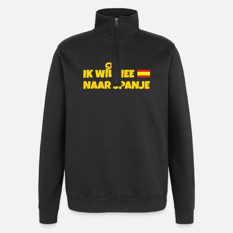 Ich möchte nach Spanien - Quarter-Zip-Sweatshirt - Schwarz