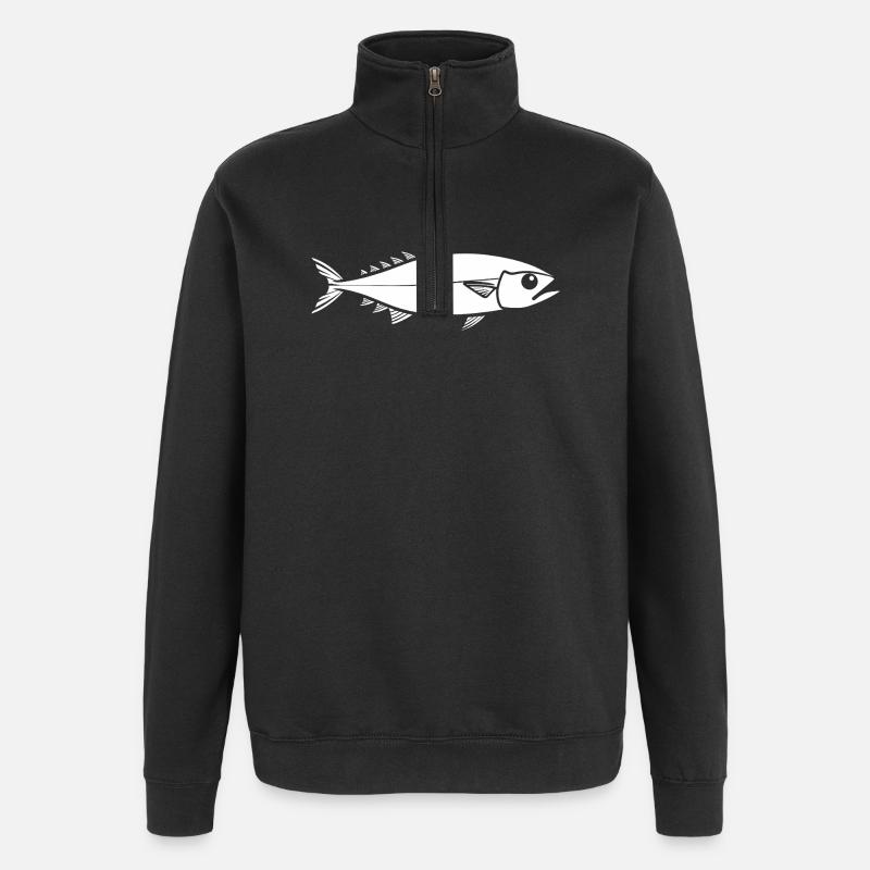 truite - Sweat à zip 1/4 - noir