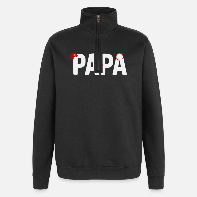 Papa Gamer mit Controller - Quarter-Zip-Sweatshirt - Schwarz