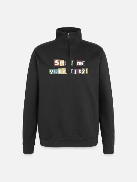 Show Me Your Tits Ransom - Quarter-Zip Sweatshirt - black