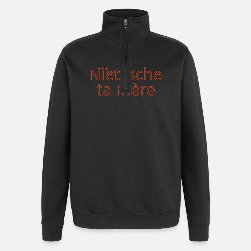 Nietzsche ta mère Orange Contour - Sweat à zip 1/4 - noir