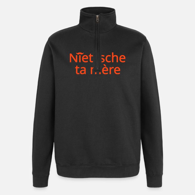 Nietzsche ta mère Orange - Sweat à zip 1/4 - noir