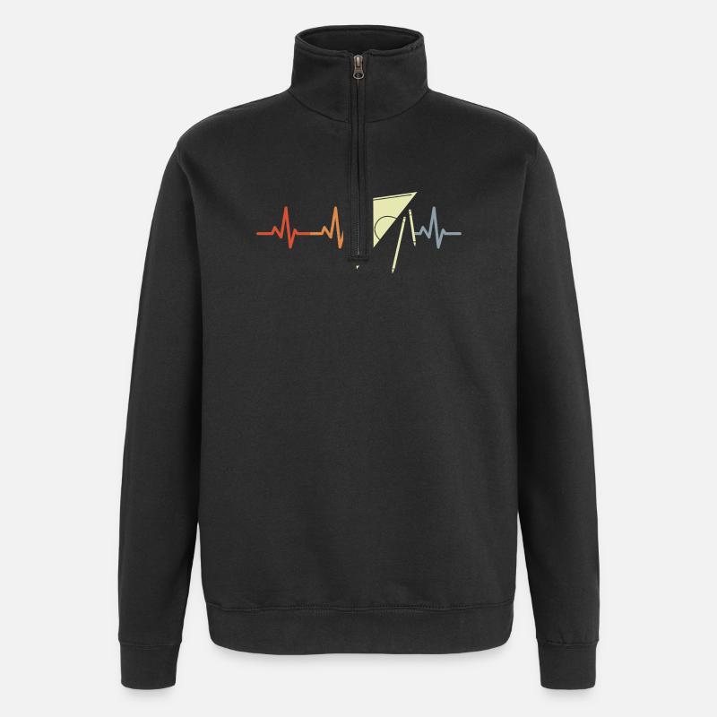 Palpitations cardiaques rétro géotriangle - Sweat à zip 1/4 - noir