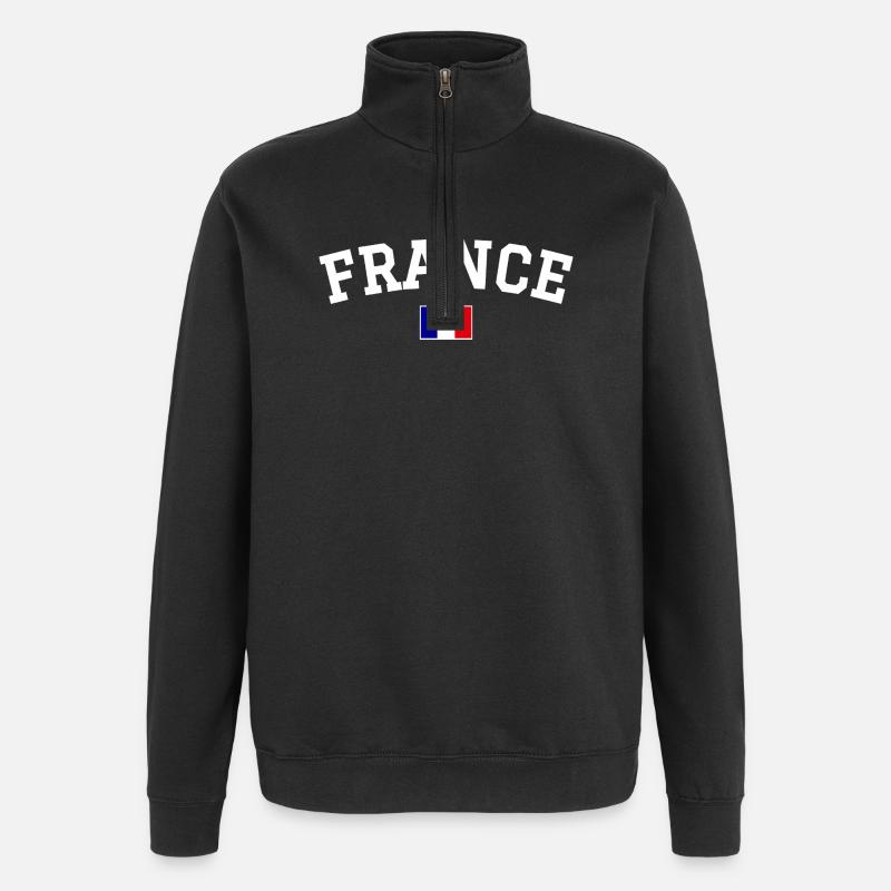 Drapeau français Dessin blanc - Sweat à zip 1/4 - noir