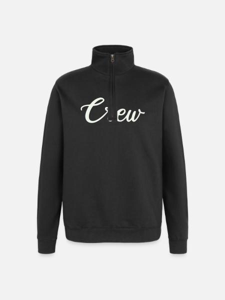 Crew Schriftzug - Quarter-Zip-Sweatshirt - Schwarz