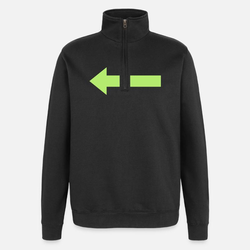 Flèche verte vers la gauche - Sweat à zip 1/4 - noir