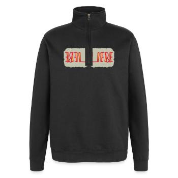Herzliche Liebe Reflexionen - Quarter-Zip-Sweatshirt - Schwarz - Vorne - AI Model Female 172 light (172cm) & AI Model Male 178 dark (178cm)
