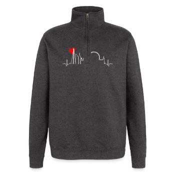 Urban Skyline Heartbeat - Quarter-Zip Sweatshirt - charcoal grey - Front - AI Model Female 172 light (172cm) & AI Model Male 178 dark (178cm)