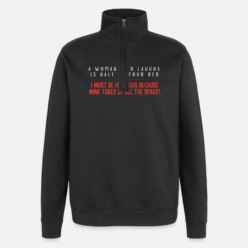 Witziger Space-Taker-Zitat-Tee - Quarter-Zip-Sweatshirt - Schwarz