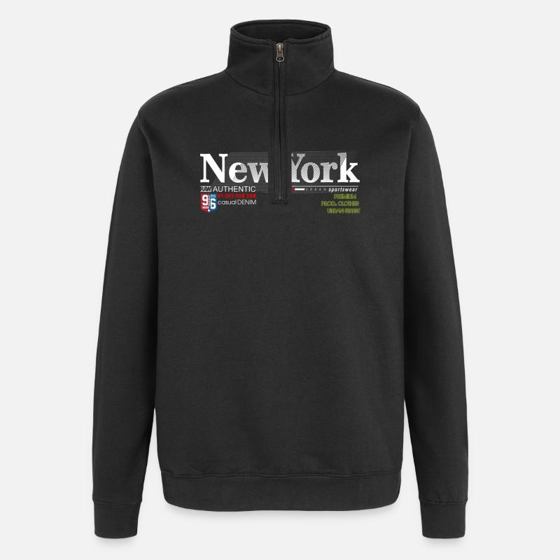 Street Style Abstrait NYC Imprimer - Sweat à zip 1/4 - noir