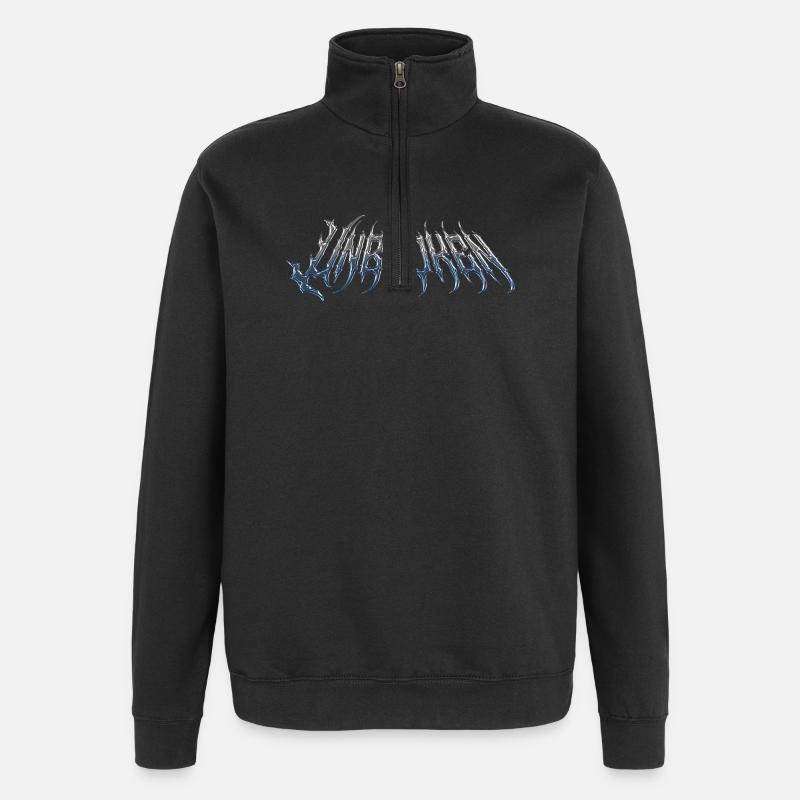 Unbroken - cold metal chrome text - Quarter-Zip Sweatshirt - black