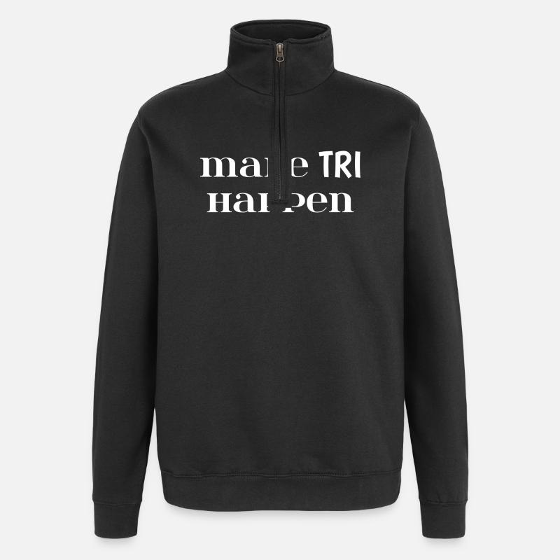 Mach TRI möglich. Triathlon-Geschenk - Quarter-Zip-Sweatshirt - Schwarz